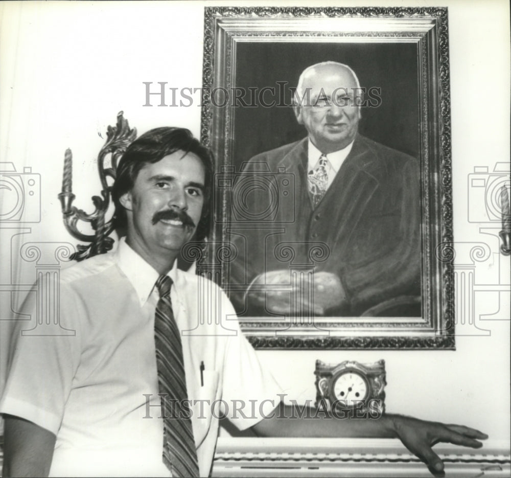 1980, Museum Director Terry Murray, portrait of donor, Doctor Burritt - Historic Images