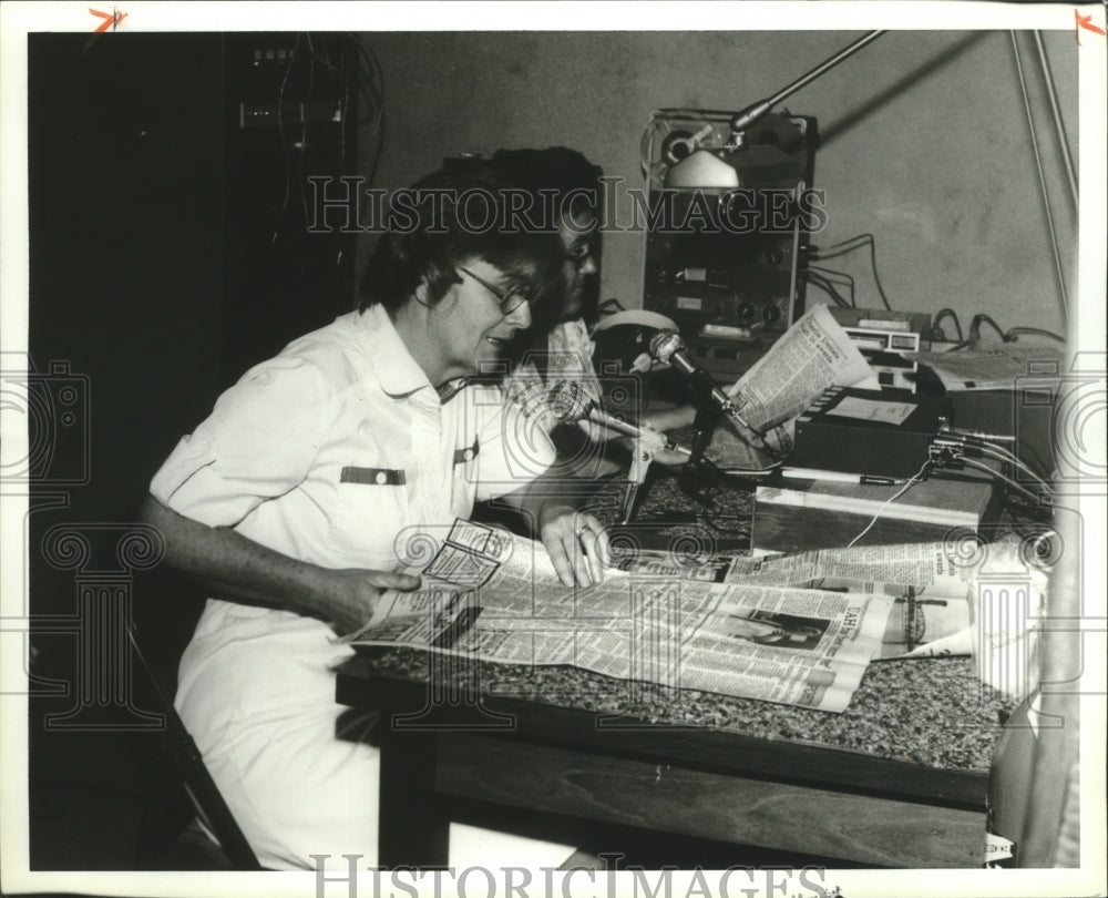 1980, Margaret Henken, Anne Maulsby broadcast to handicapped on Radio - Historic Images