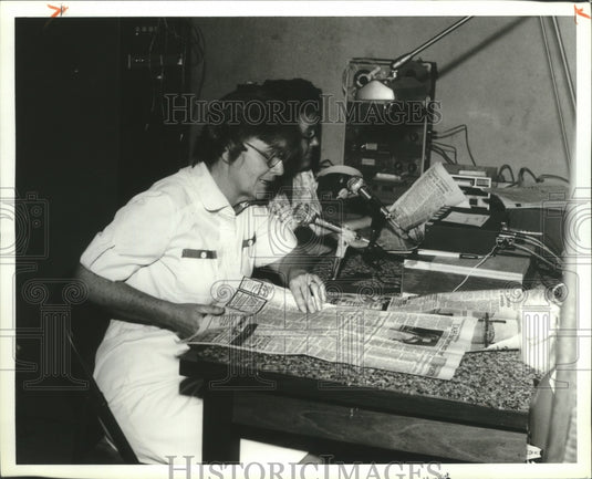 1980, Margaret Henken, Anne Maulsby broadcast to handicapped on Radio - Historic Images