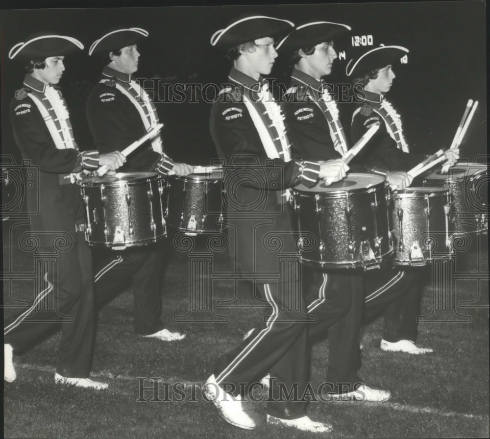 1979 Members of Homewood drum corps keep the beat going in Parade - Historic Images