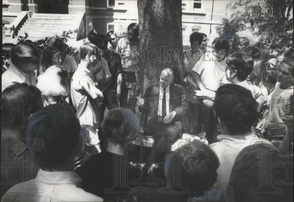 1970 President Doctor Harry Philpott in question, answer session - Historic Images