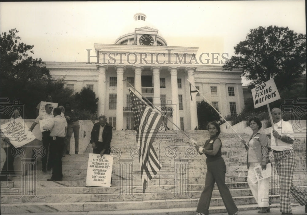 1975, Picketers at State Capitol, Montgomery, Alabama - abna15261 - Historic Images