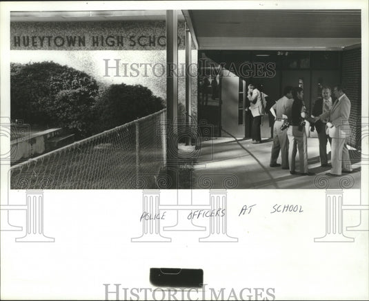 1981, Police, Hueytown High School after shooting, Hueytown, Alabama - Historic Images