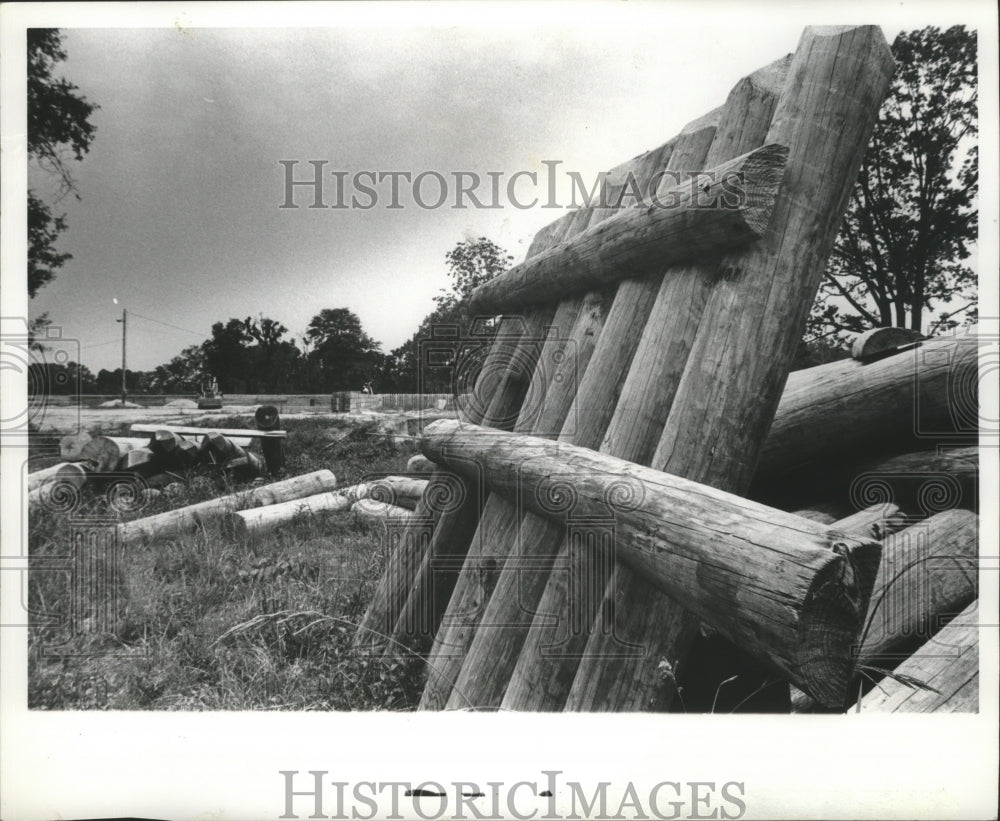 1978 Press Photo Lumber at Site of Fort Toulouse Replica, Alabama - abna15342 - Historic Images