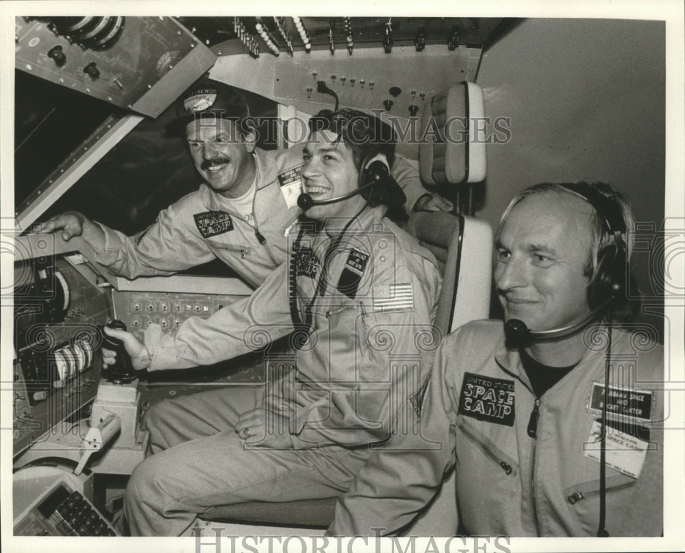 1985 Spacecampers Bob Veilleux, David McNeil and Paul Hotz at Camp - Historic Images