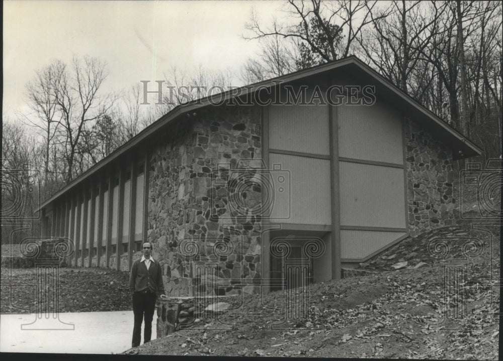 1977 Reverend Herring Standing in Front of Faith Presbyterian Church - Historic Images