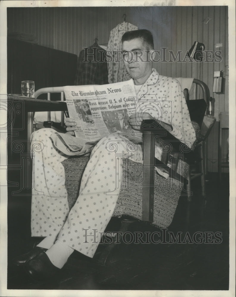 1960, Carl G. Nichols, 46, Pleasant Grove, Alabama with Newspaper - Historic Images