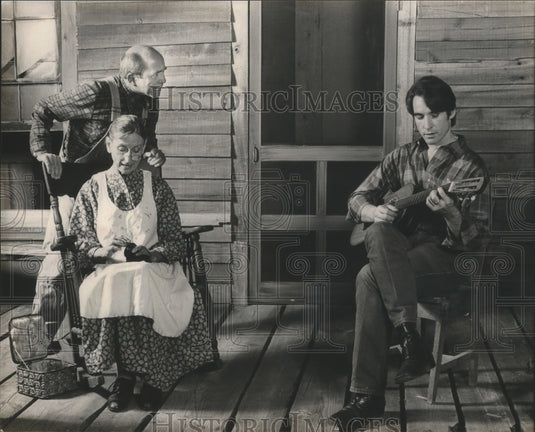 1989, actors Bob Penny, Betty Campbell, Bill Whetsone, Foxfire, AL - Historic Images