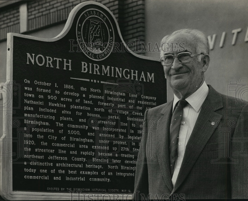 1983, Jack Sellers in front of North Birmingham Square, Alabama - Historic Images