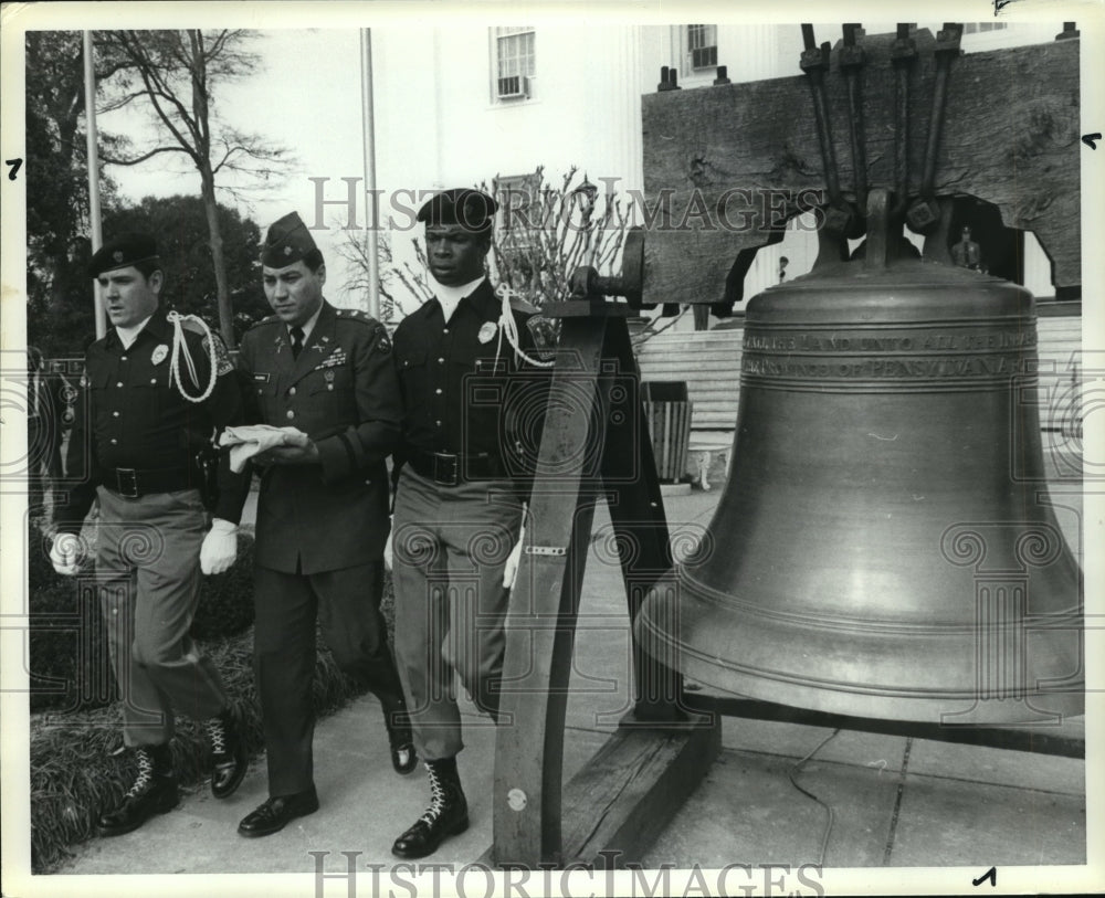 1981, National Guard/Troopers Honor Guard by Liberty Bell at Capitol - Historic Images