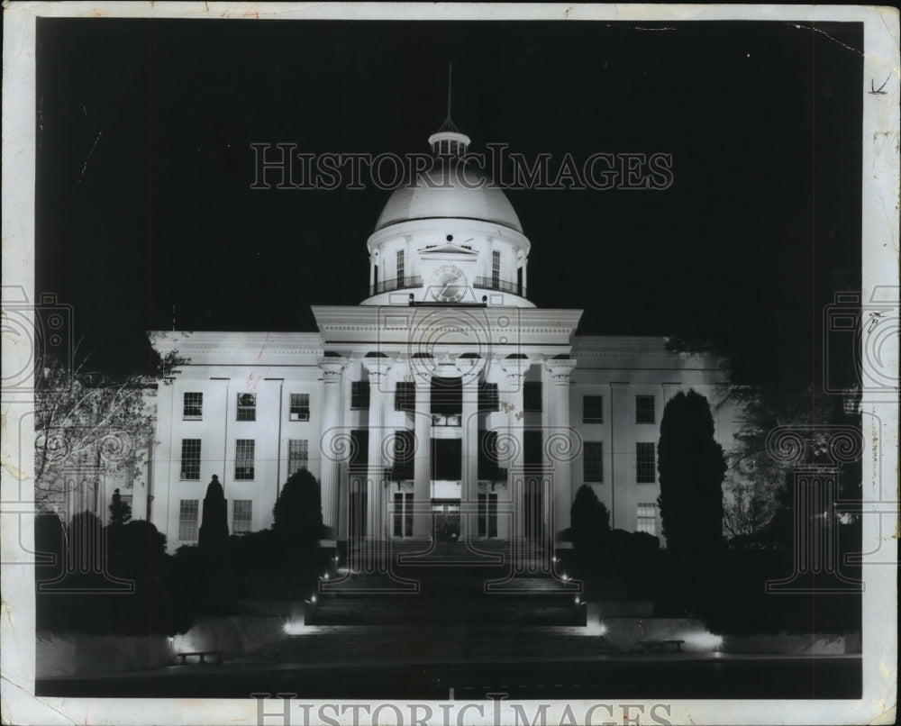 1973, Montgomery, Alabama State Capitol Lit at Night - abna16100 - Historic Images