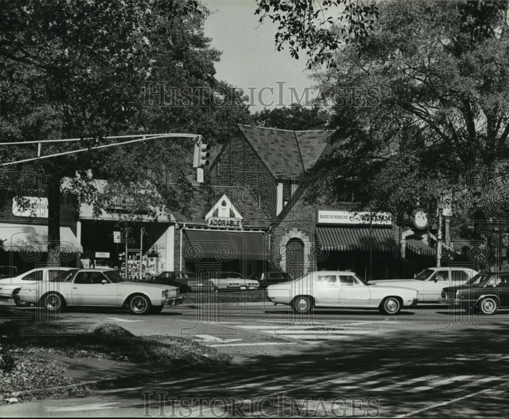 1980, Mountain Brook Village Shopping Center, Cars Go Through Village - Historic Images