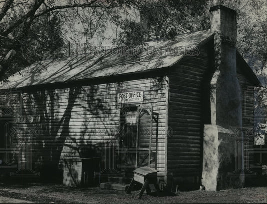 1958, Post Office in Mooresville, Alabama, in Log Cabin - abna16143 - Historic Images