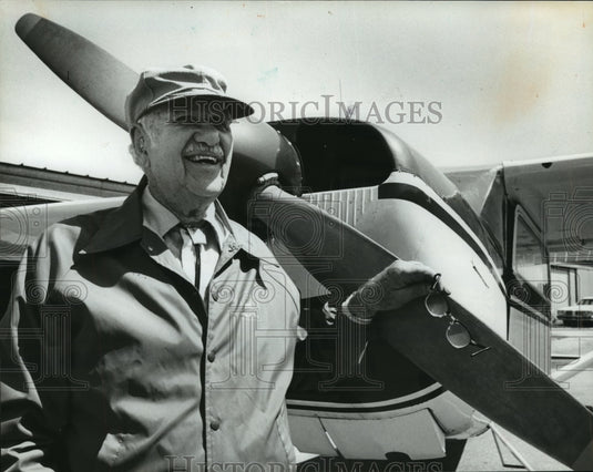 1981 Aviator Glenn E. Messer with his 180 Cessna, a classic airplane-Historic Images