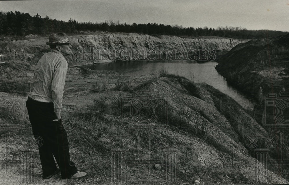 1985, J.R. Tierce at His Tuscaloosa, Alabama Land After Strip Mining - Historic Images