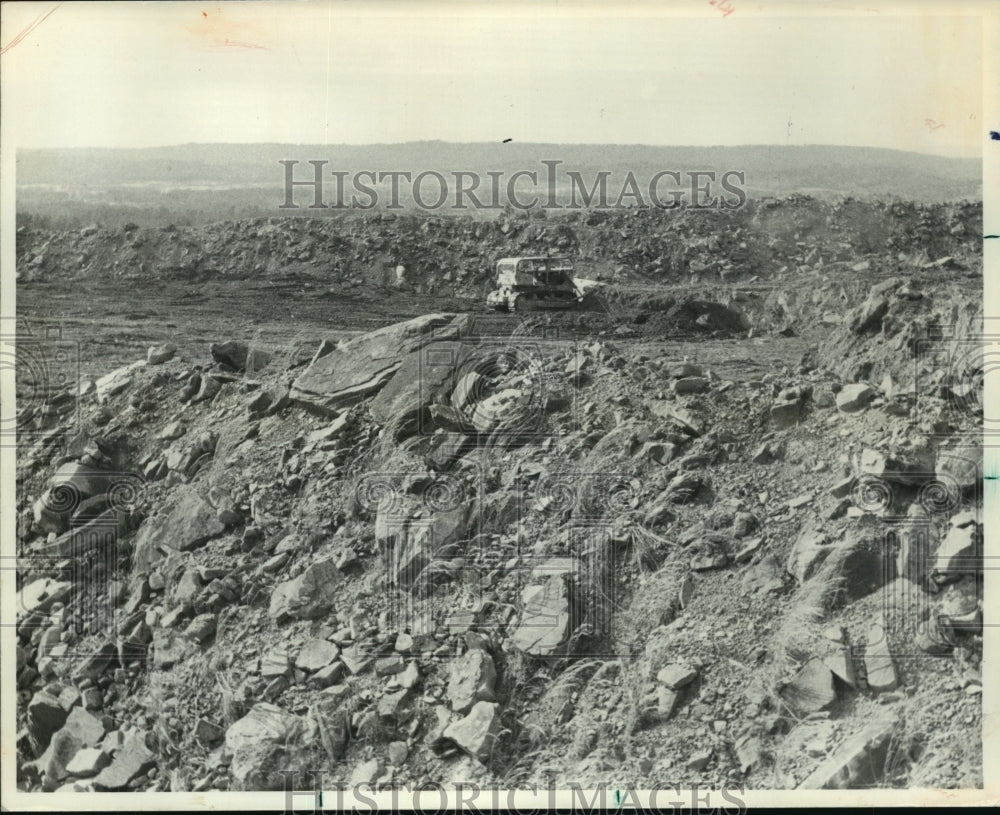 1972, Bulldozer Pushes Rocks Into Hole Left by Strip Mining, Alabama - Historic Images