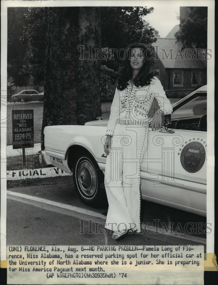 1974 Miss Alabama, Pamela Long Has Reserved Parking at University - Historic Images