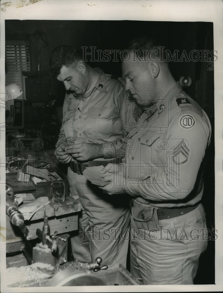 1954, Guardsmen Lavoie and Foster checking their gear, Phenix City - Historic Images