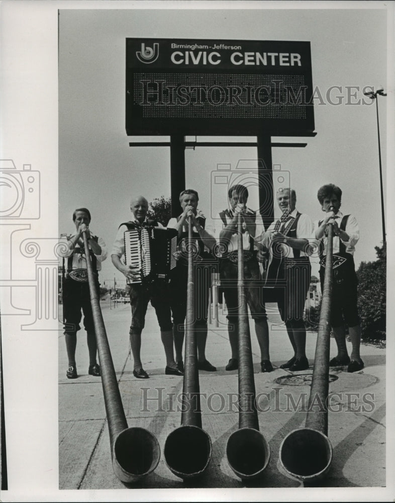 1990, Oktoberfest musicians at Birmingham Civic Center, Alabama - Historic Images