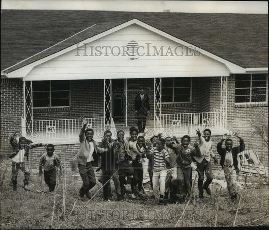 1970, Reverend C. J. McNear with Students at Children's Village - Historic Images