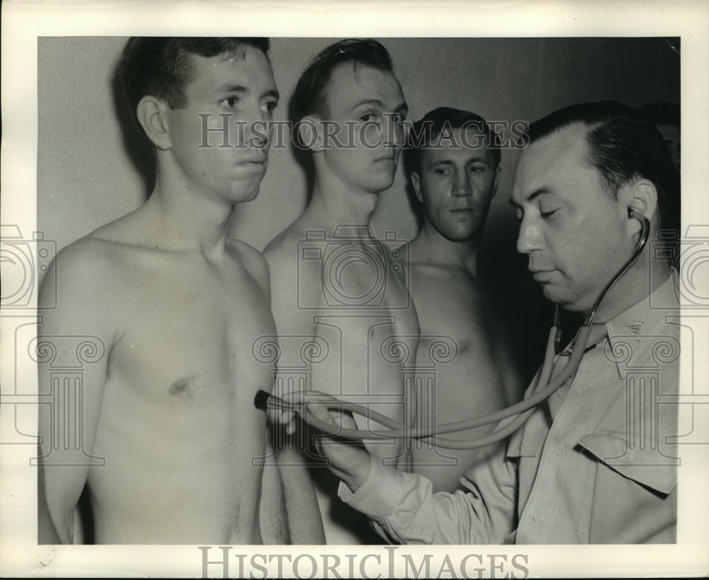 1941, Men getting heart checked by Doctor, Air Corps Training Center - Historic Images