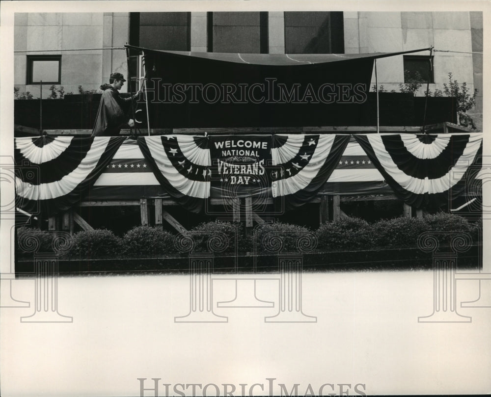 1986, Rain Covering Over Stand Used for Veteran&#39;s Day Celebration - Historic Images