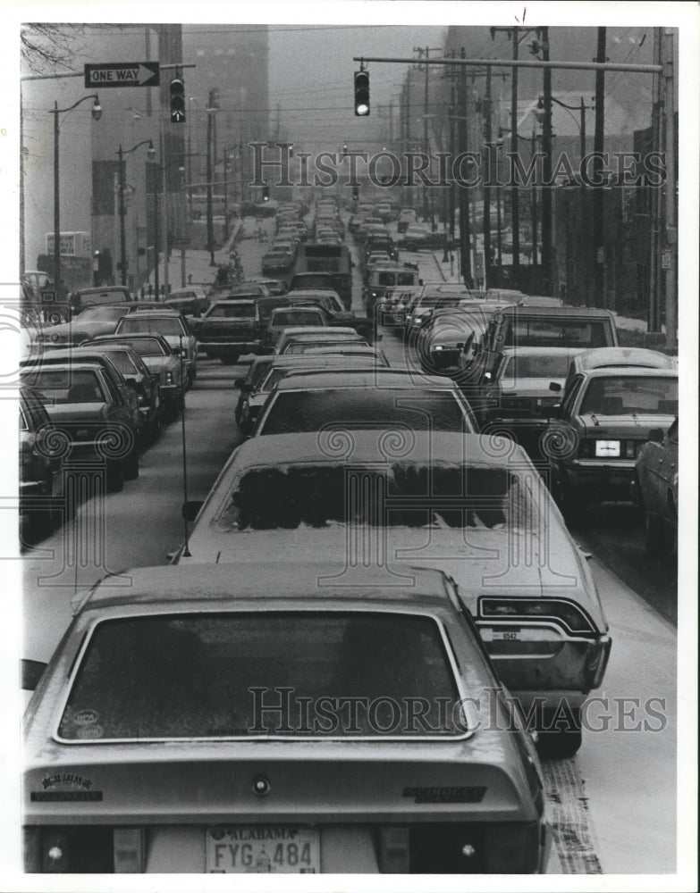 1982 Cars in Snow snarled Traffic at 22nd Street from 6th Avenue - Historic Images