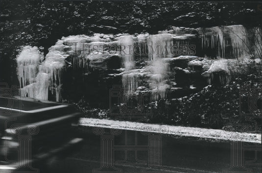 1982, Frozen waterfall on Rock Creek Road - abna17656 - Historic Images