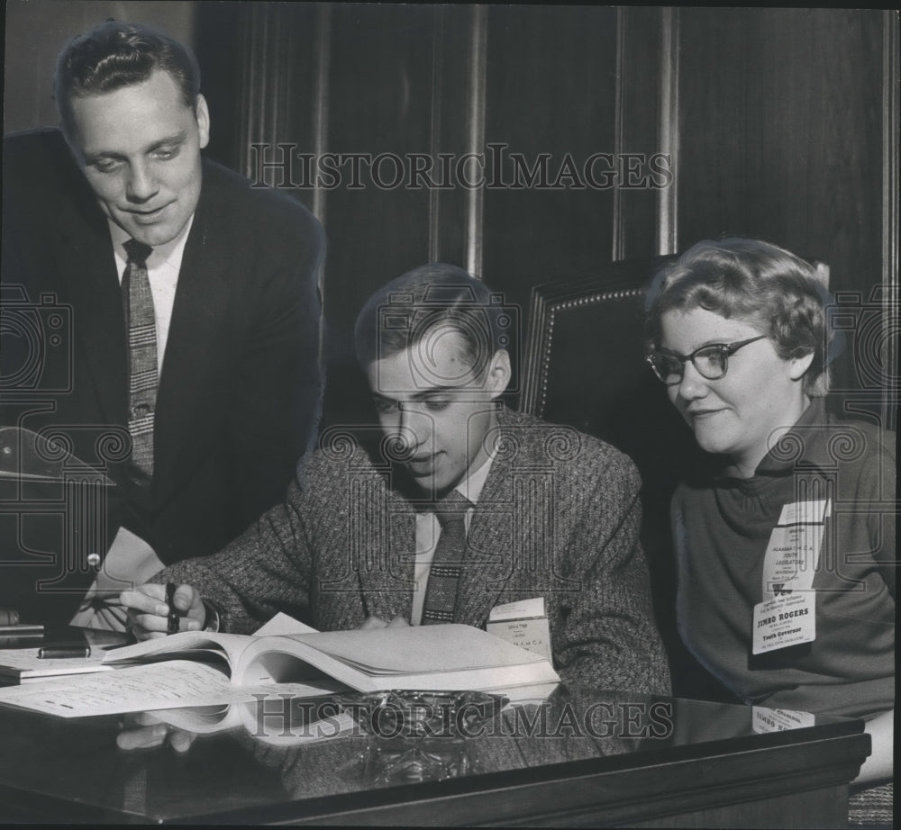 1957 Press Photo Youth Legislature Senate Leaders confer - abna17734 - Historic Images