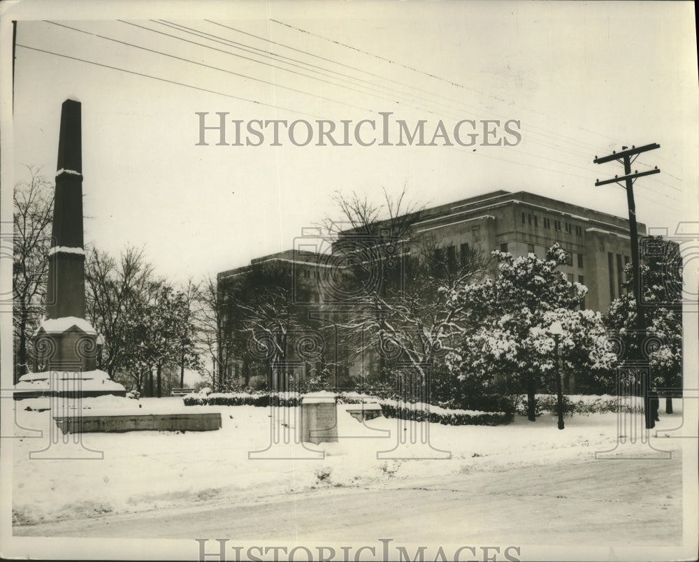 1936, snow covered building and trees in Alabama - abna17814 - Historic Images