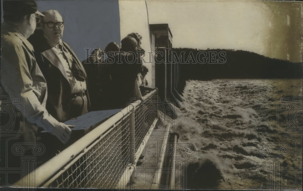 1973 Sightseers Get To See Water Over Guntersville Dam Spillways-Historic Images