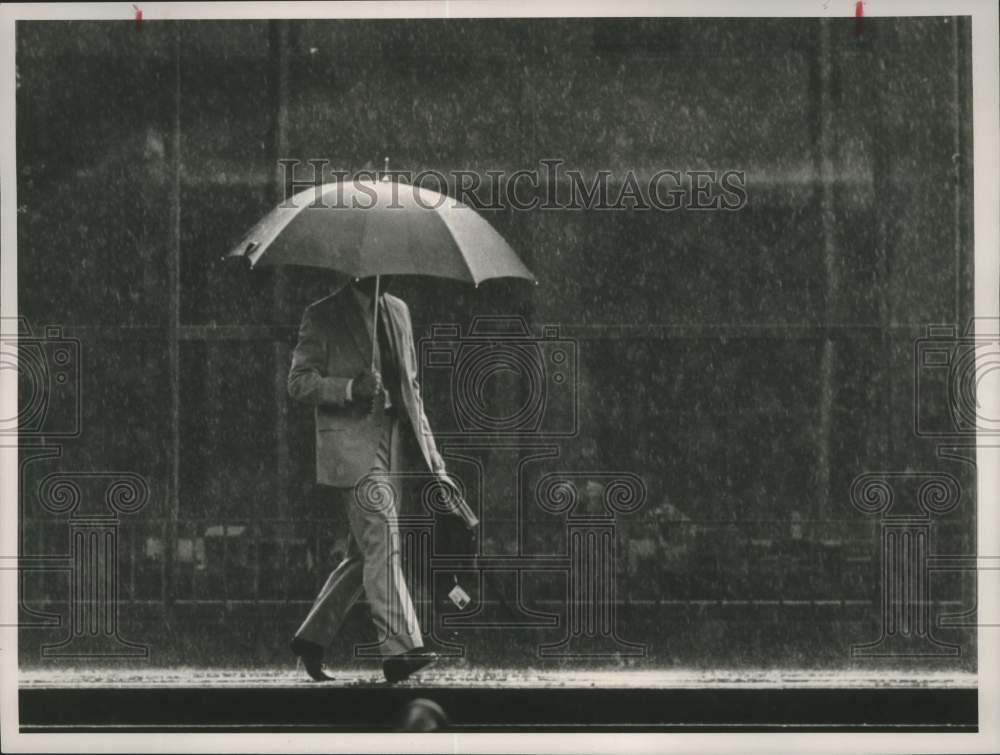 1988 Press Photo People Walking Around Downtown in the Summer Shower - abna18194 - Historic Images