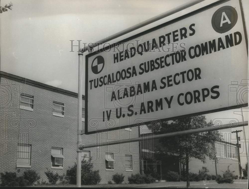 1963 Press Photo Headquarters, Tuscaloosa Subsector Command, U.S. Army Corps - Historic Images