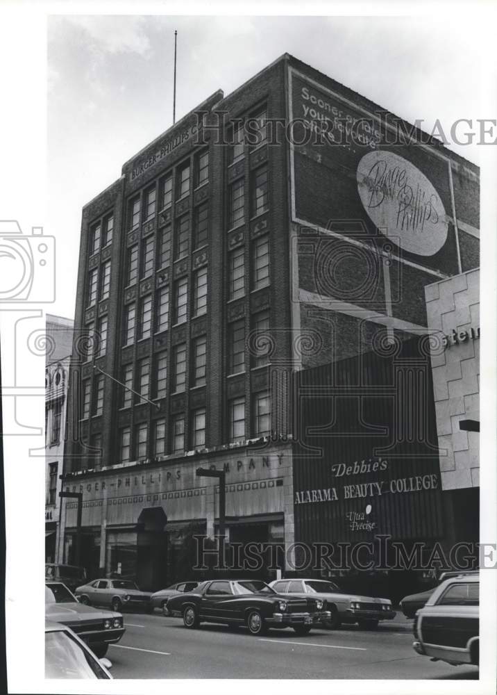 1980 Press Photo Burger Phillips building, streetscape, Birmingham, Alabama - Historic Images