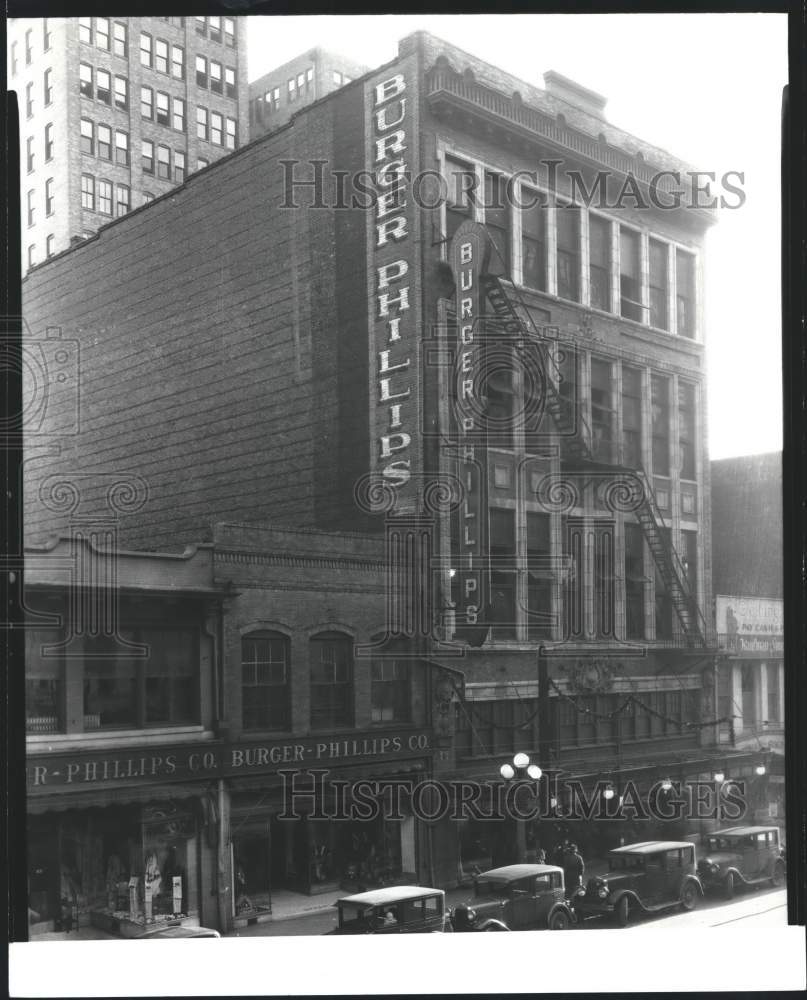 Press Photo Burger Phillips building, old streetscape, Birmingham, Alabama - Historic Images