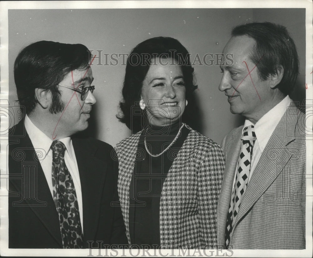 1974 Mrs. Gordon Zuck, with two unidentified men-Historic Images
