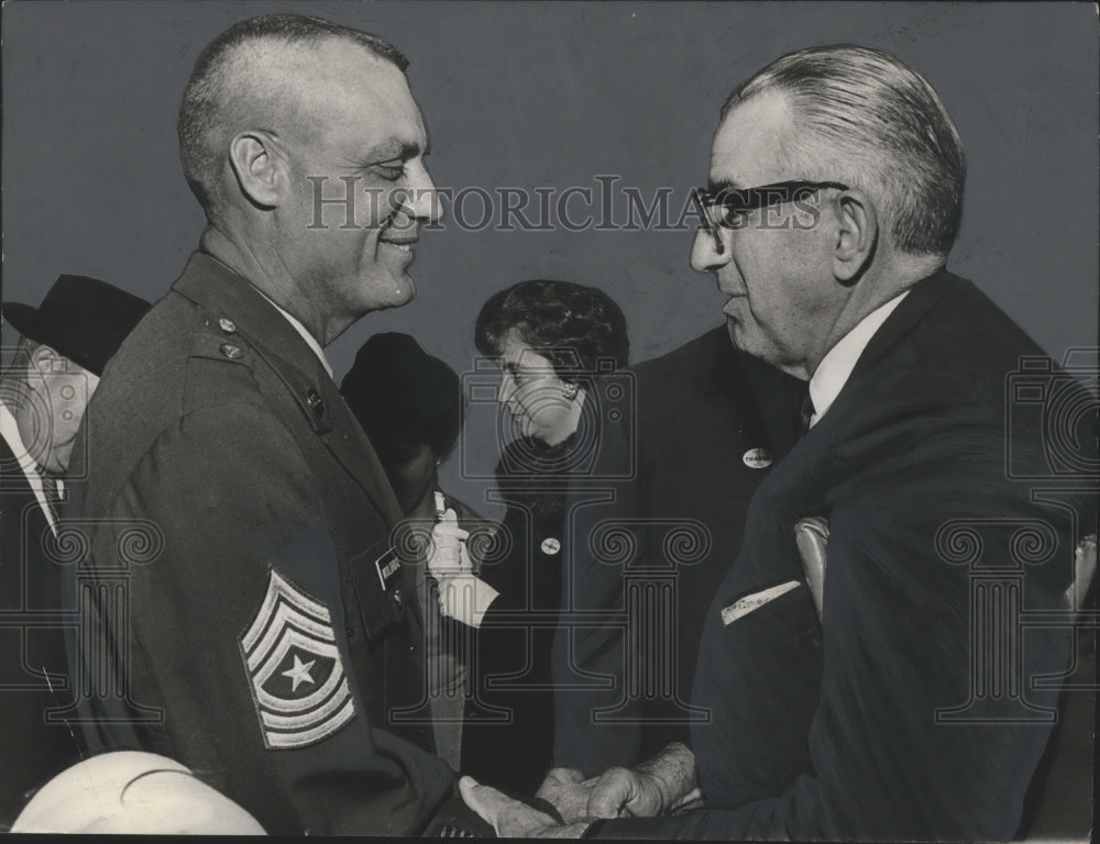 1965, Rev. James Cantrell welcomes Sgt. Maj. Wooldridge in Birmingham - Historic Images