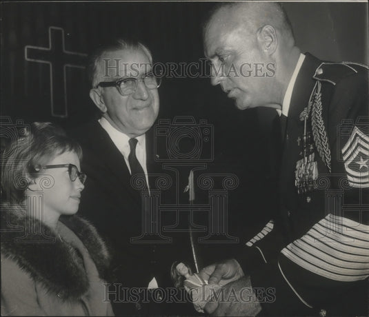 1965 Birmingham girl gives doll to Sergeant Wooldridge-Historic Images