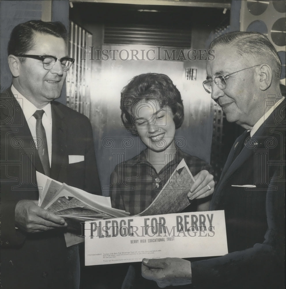 1962 Press Photo Berry High School - Linda White, Tinsley Parker, Clyde Yeilding - Historic Images