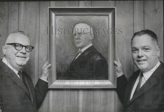 1967, Bankers with Bank President's Portrait - abna18950 - Historic Images