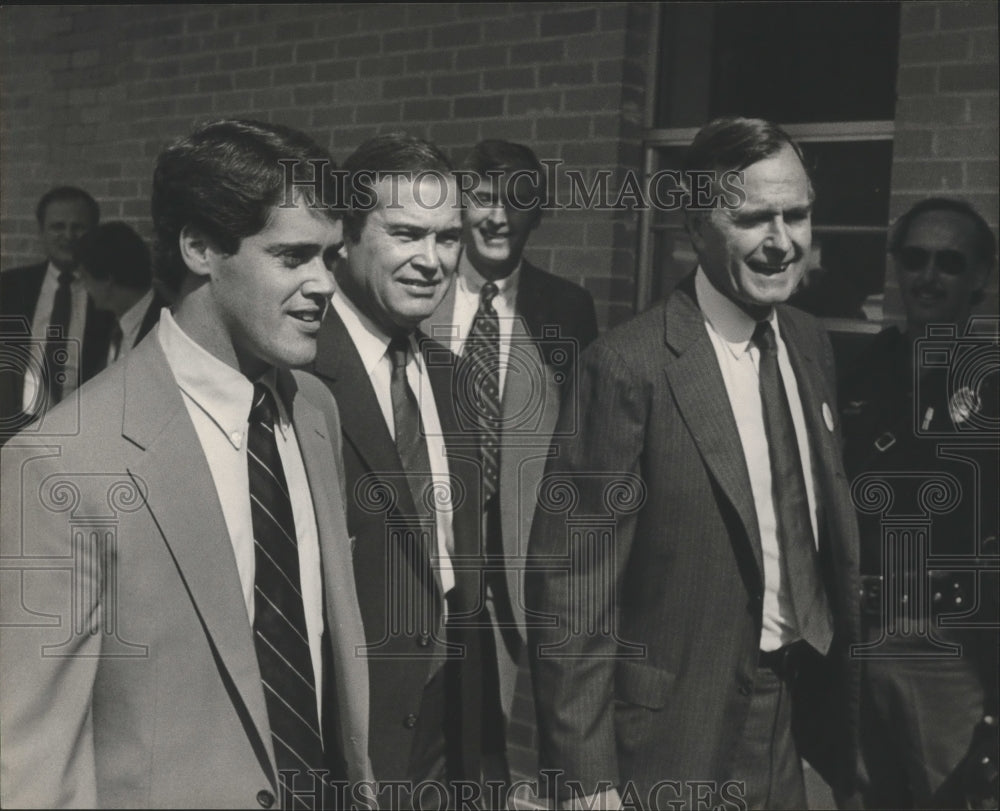 1984, Jabo Waggoner walks with George Bush - abna18988 - Historic Images