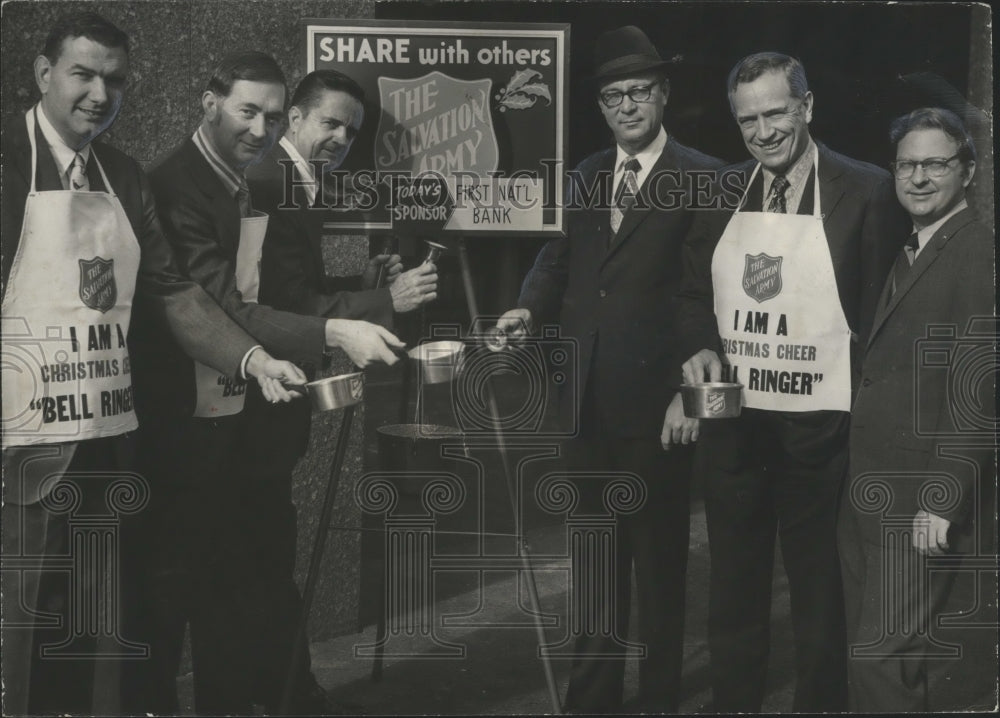 1971, John Woods & Birmingham, Alabama bankers join Salvation Army - Historic Images