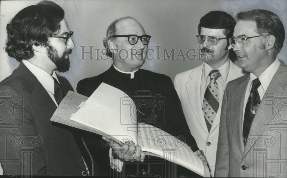 1977, Catholic educations leaders reviewing school study, Alabama - Historic Images