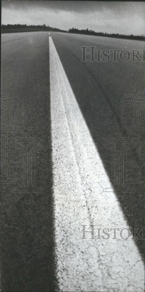 1972 Runway stripe at Bessemer, Alabama airport - Historic Images