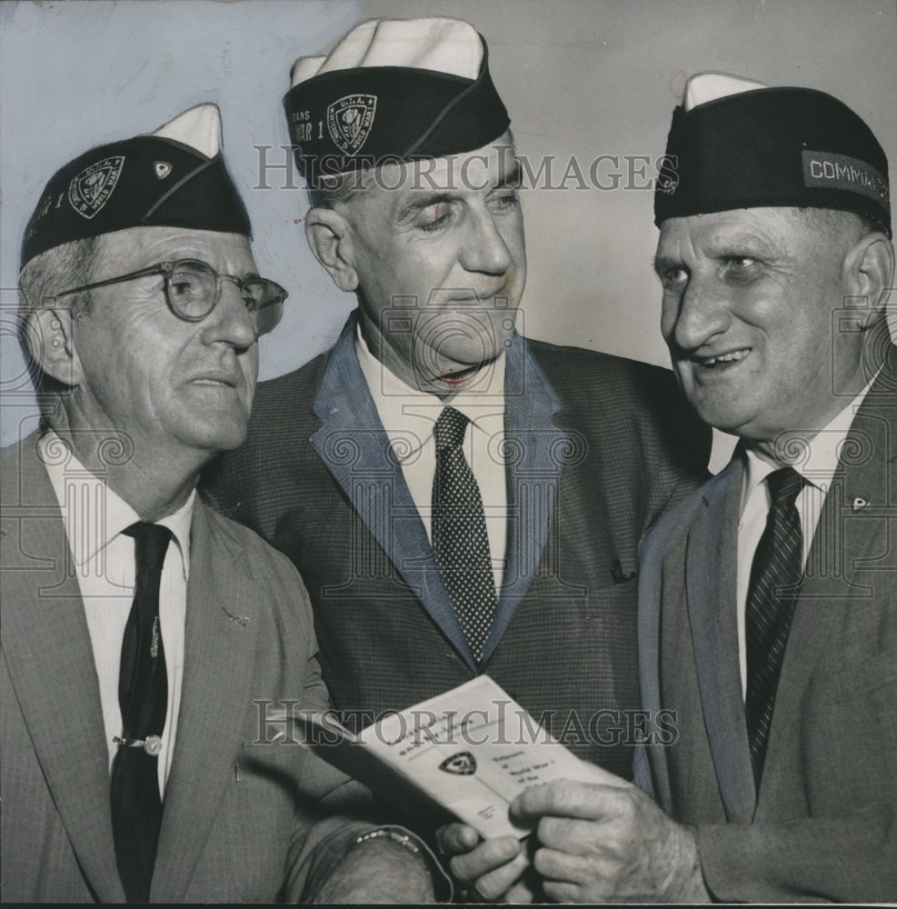 1961 Press Photo U.S. Veterans, World War I, Joe Young, R. Hopwood, W. Cardwell - Historic Images