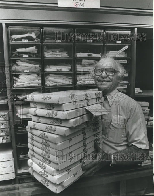 1979, Mr. Sokol working, Sokol's store, Bessemer, Alabama - abna19748 - Historic Images