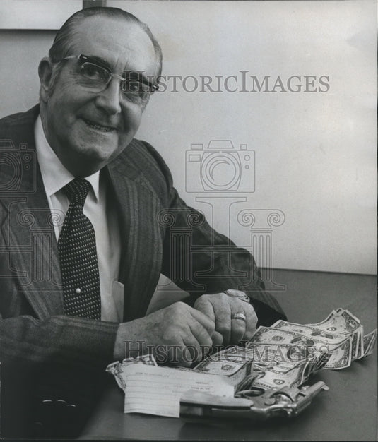 1973, Birmingham Police Sergeant Ollie Vance with Robbery Evidence - Historic Images