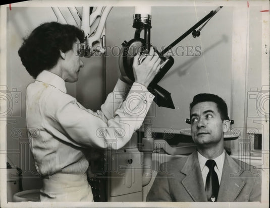 1953, Patient at Veterans Hospital dental clinic in Birmingham - Historic Images