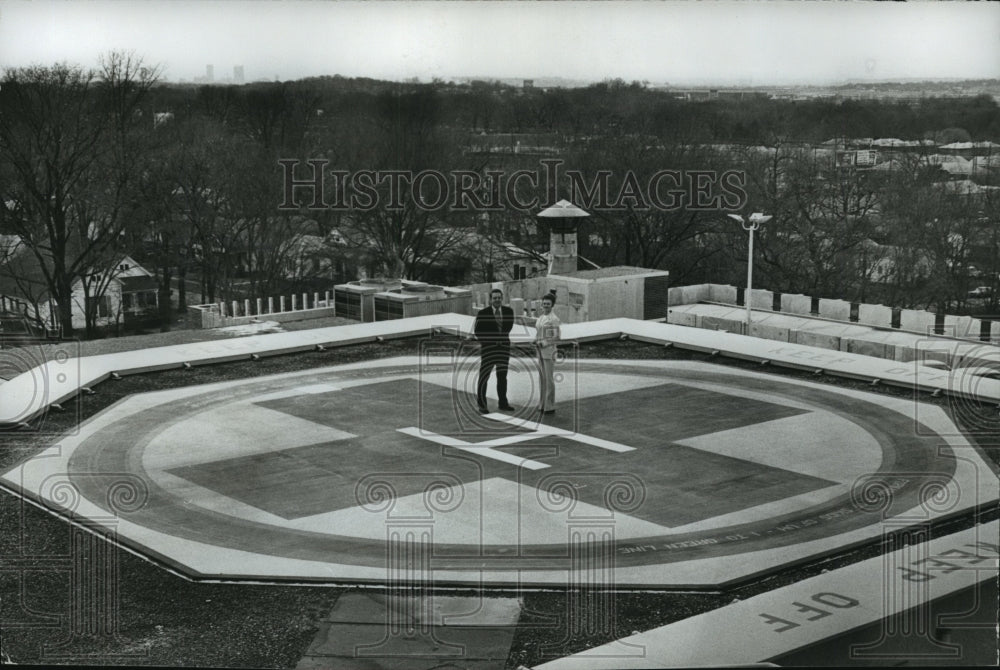 1973, Officials on East End Memorial Hospital Heliport, Birmingham - Historic Images