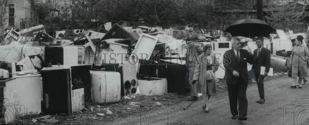 1969, Birmingham Mayor Seibels and Group Tour Refrigerator Graveyard - Historic Images